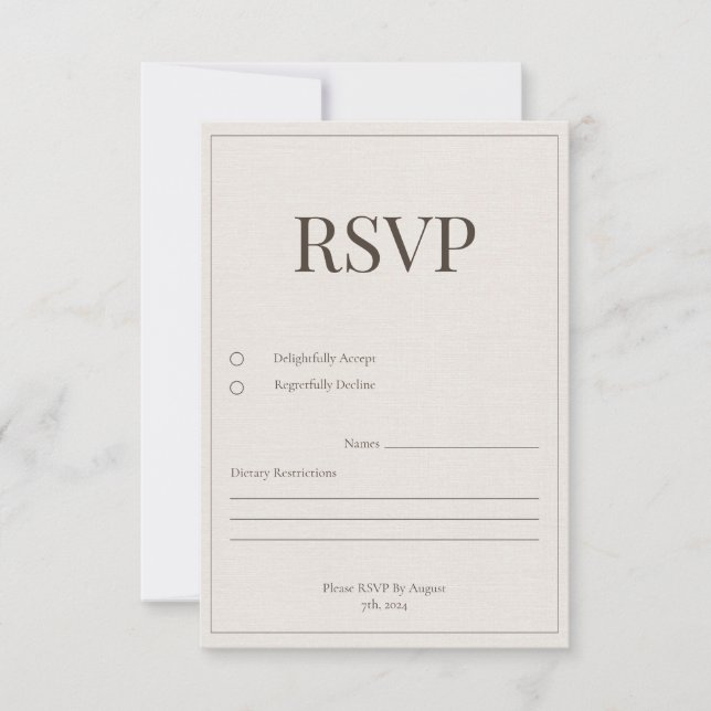 Eichenkarte und Elfenbeinkarte RSVP Karte (Vorderseite)