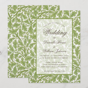 Eichenlaub Botanical Morris Kalligraphie Hochzeit Einladung