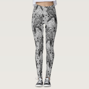Eichenwälder, schwarz-weiß leggings