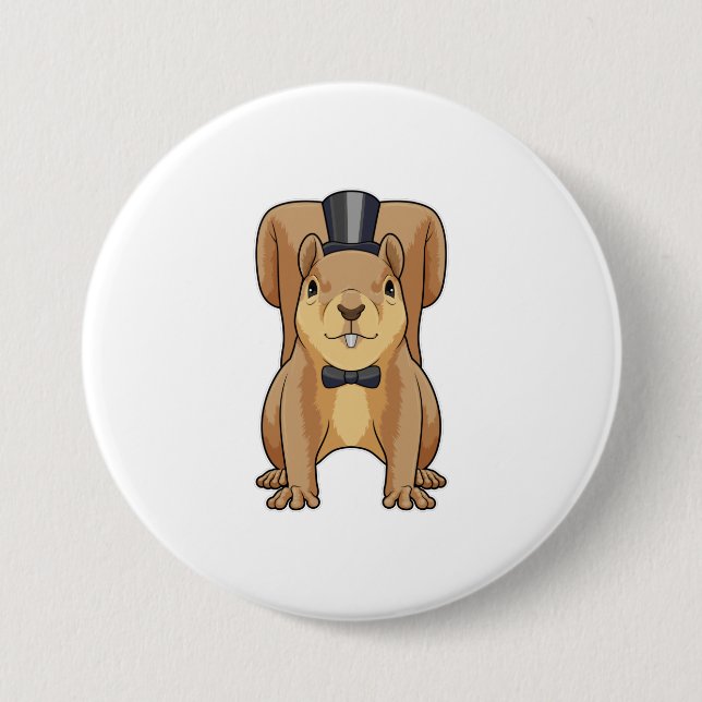 Eichhörnchen als Bräutigam mit Anzug Button (Vorderseite)