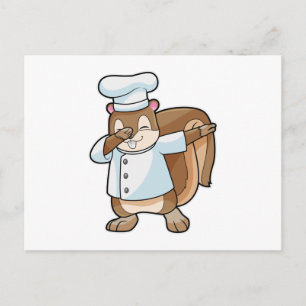Eichhörnchen als Koch mit Kochen Schürze Postkarte