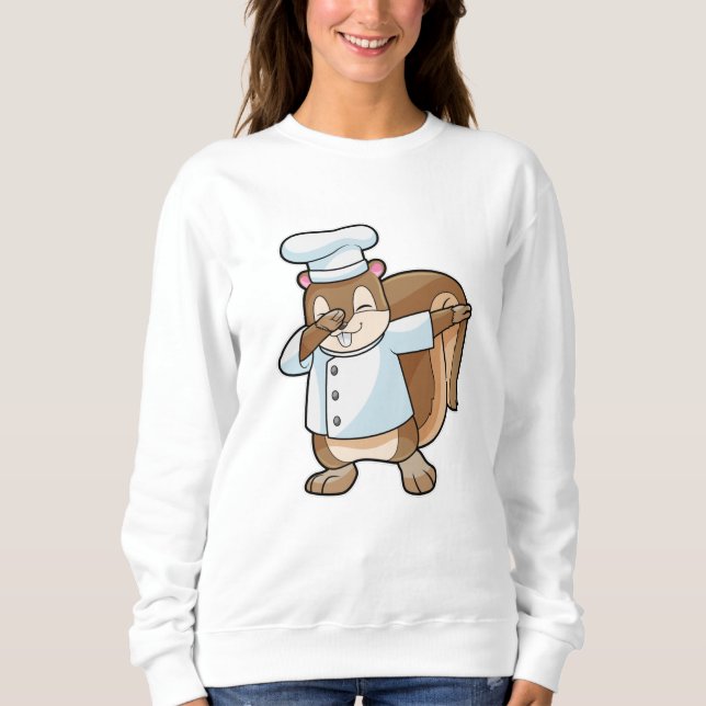 Eichhörnchen als Koch mit Kochen Schürze Sweatshirt (Vorderseite)