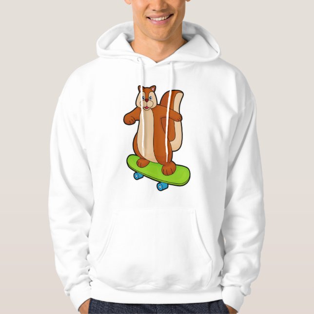 Eichhörnchen als Skater mit Skateboard Hoodie (Vorderseite)