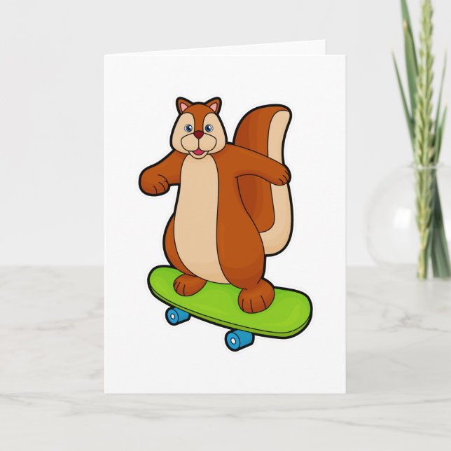 Eichhörnchen als Skater mit Skateboard Karte (Vorderseite)