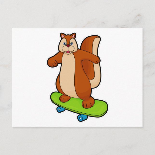 Eichhörnchen als Skater mit Skateboard Postkarte (Vorderseite)