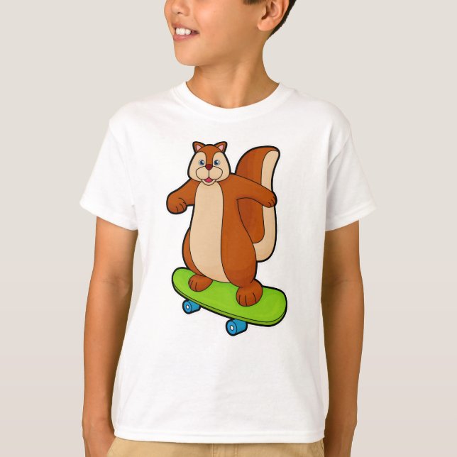 Eichhörnchen als Skater mit Skateboard T-Shirt (Vorderseite)
