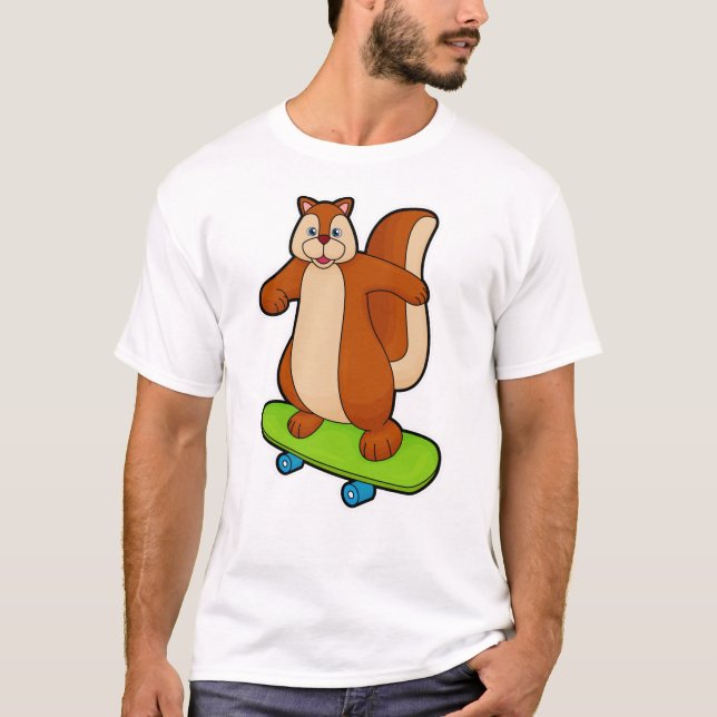 Eichhörnchen als Skater mit Skateboard T-Shirt (Vorderseite)