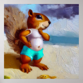 Eichhörnchen am Strand Poster