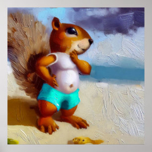 Eichhörnchen am Strand Poster