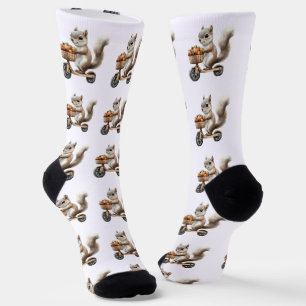 Eichhörnchen auf einem Fahrrad Socken