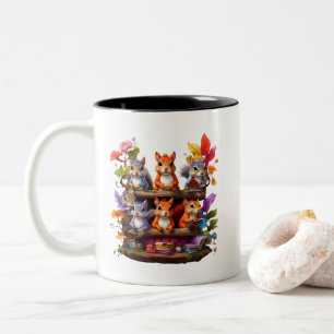 Eichhörnchen auf einem Holzbrett Zweifarbige Tasse