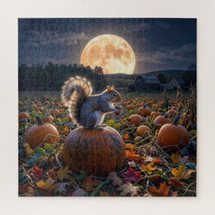 Eichhörnchen auf einem Kürbisfeld Puzzle