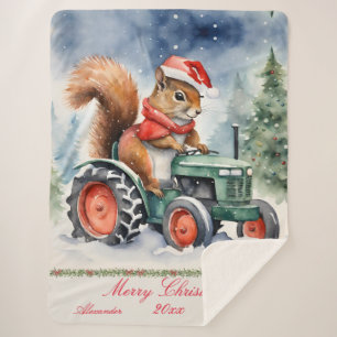 Eichhörnchen auf einem Traktor Weihnachten Sherpadecke