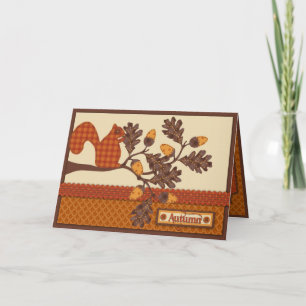 Eichhörnchen auf Erntedank für Zweigstellen Feiertagskarte