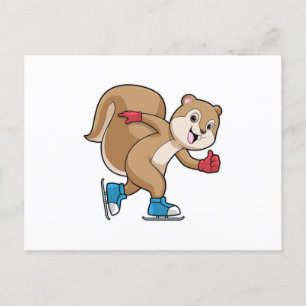 Eichhörnchen auf Ice-Skaten mit Ice-Skaten Postkarte