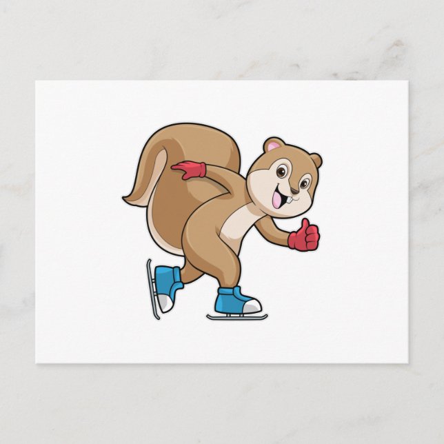 Eichhörnchen auf Ice-Skaten mit Ice-Skaten Postkarte (Vorderseite)