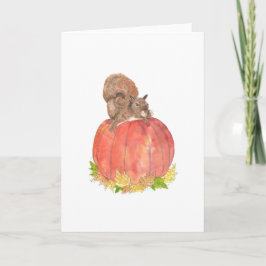 Eichhörnchen auf Pumpkin Herbst Karte