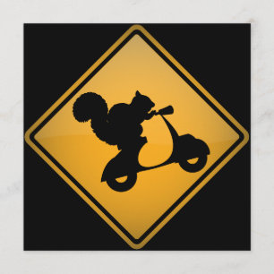 Eichhörnchen auf Roller-Warnzeichen-Einladung Einladung