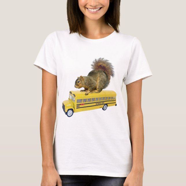 Eichhörnchen auf Schulbus T-Shirt (Vorderseite)