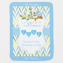 Eichhörnchen aus Baby-Blau, Gelb und Grünem Pastel Babydecke