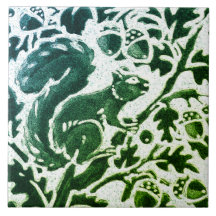 Eichhörnchen Batik Moderne grüne blaue Flora Woodl