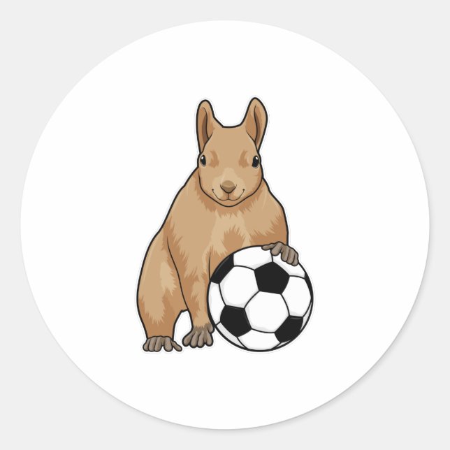 Eichhörnchen beim Fußball-Sport Runder Aufkleber (Vorderseite)