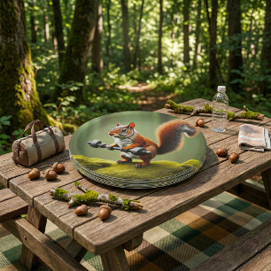 Eichhörnchen beim Gewichtheben Pappteller