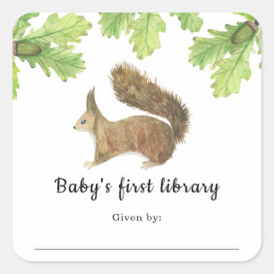 Eichhörnchen - Bibliothek für Babys erstes Buch Quadratischer Aufkleber