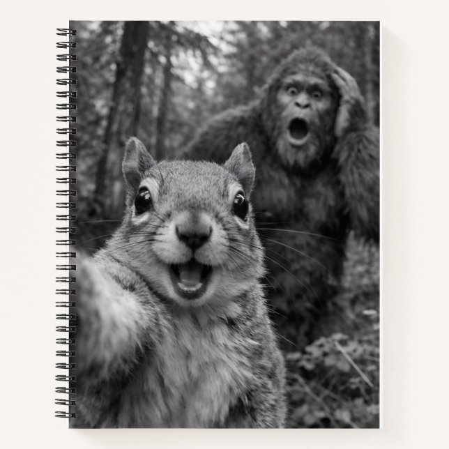 Eichhörnchen Bigfoot Überraschtes Selfie Notizbuch (Vorderseite)