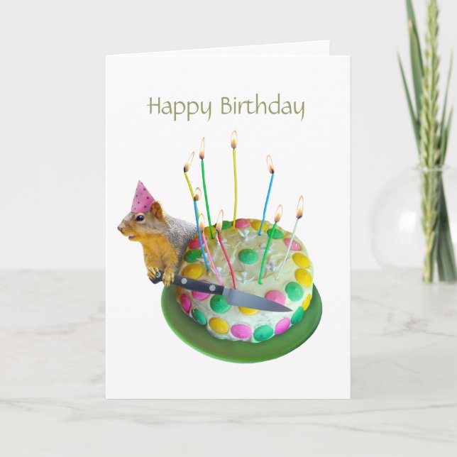Eichhörnchen Birthday Cake Card Karte (Vorderseite)
