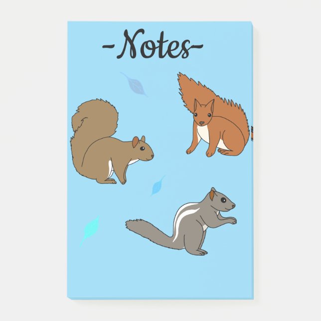 Eichhörnchen Blau Post-it Klebezettel (Vorderseite)