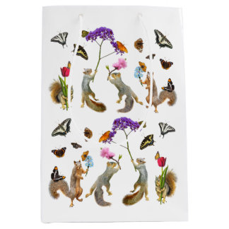 Eichhörnchen, Blume und Schmetterlinge - Geschenkt Mittlere Geschenktüte