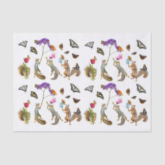 Eichhörnchen, Blume und Schmetterlingsgewebe Seidenpapier