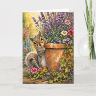 Eichhörnchen-Blumentopf-Wasserfarben-Leerkarte  Karte