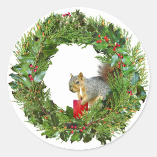 Eichhörnchen Candle Wreath Runder Aufkleber