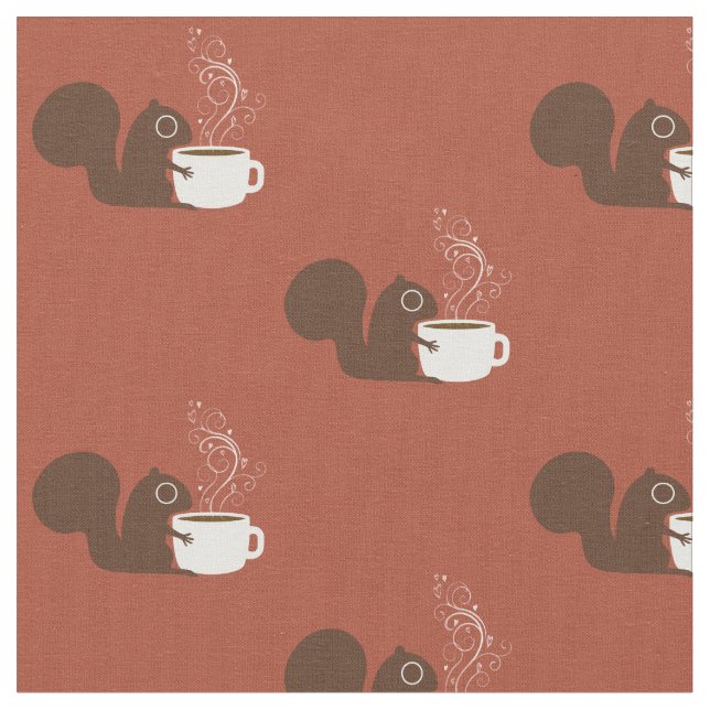 Eichhörnchen Coffee Lover | Fun Animal Lover's Stoff (Nahaufnahme)