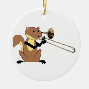 Eichhörnchen, das den Trombone spielt Keramik Ornament
