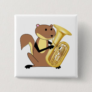 Eichhörnchen, das den Tuba spielt Button