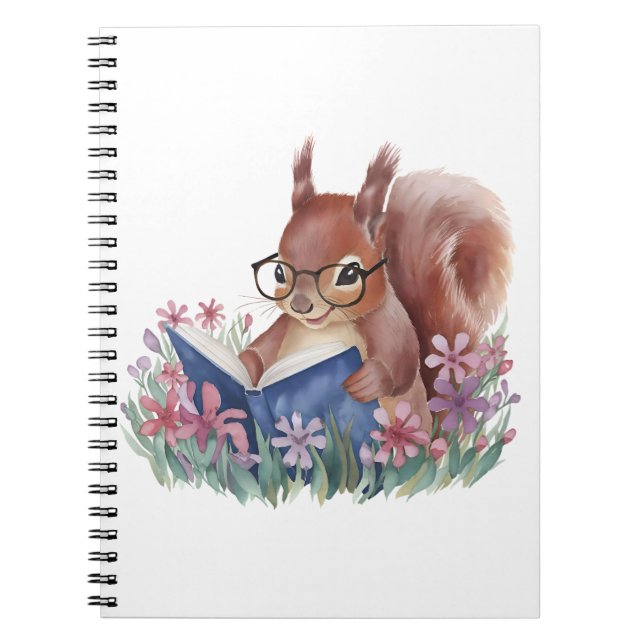 Eichhörnchen, das ein Buch liest, eingebettet in B (Vorderseite)