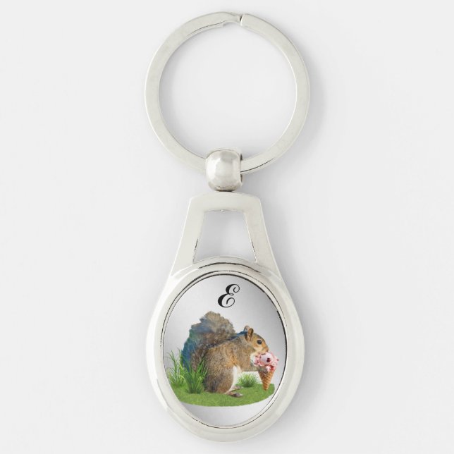 Eichhörnchen, das Eistüte, Monogramm isst Schlüsselanhänger (Vorderseite)