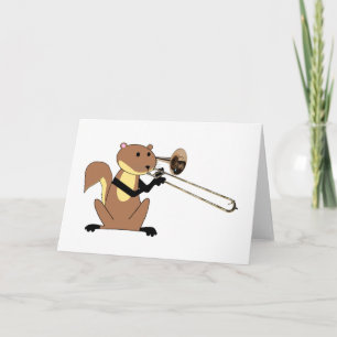 Eichhörnchen, das Trombone spielt Karte