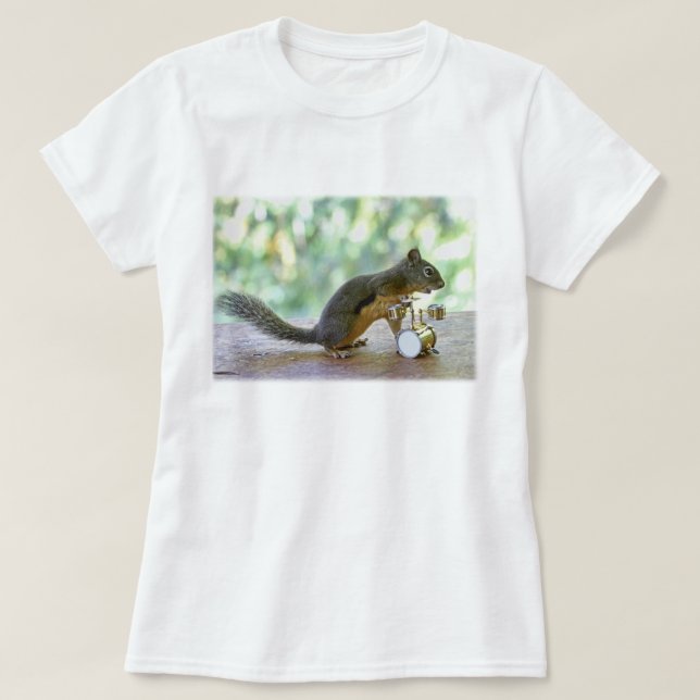 Eichhörnchen, das Trommeln spielt T-Shirt (Design vorne)