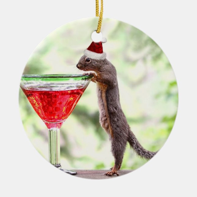Eichhörnchen, das Weihnachten feiert Keramikornament (Vorne)
