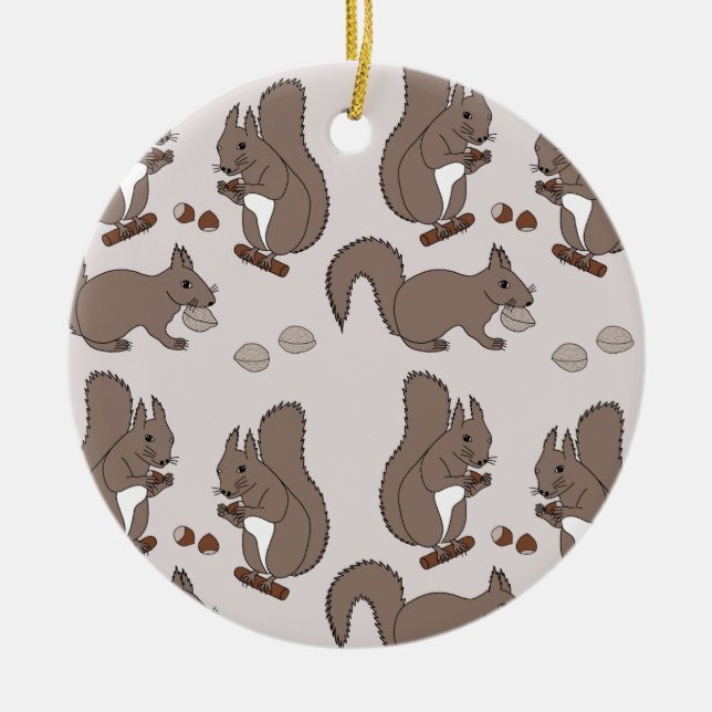 Eichhörnchen Desgin dunkel Keramik Ornament (Vorne)
