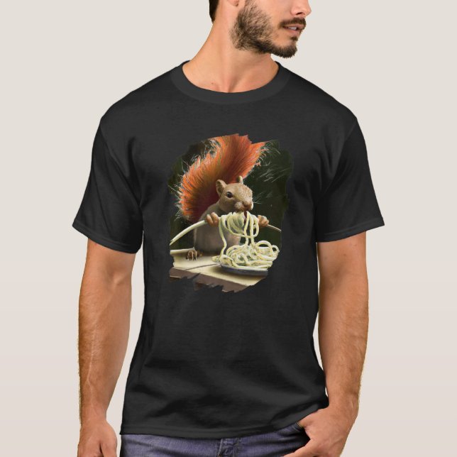 Eichhörnchen Eating Spaghetti Pasta Funny Eichhörn T-Shirt (Vorderseite)
