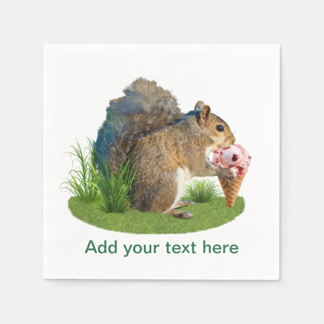 Eichhörnchen Eis Creme Cone, Text Serviette (Vorderseite)