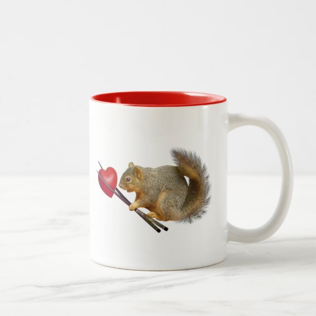 Eichhörnchen-Essstäbchen-Herz-Tasse Zweifarbige Tasse (Rechts)