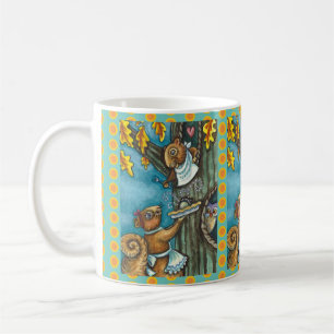EICHHÖRNCHEN & EULE THANKSGIVING, SELBSTGEMACHTER KAFFEETASSE