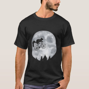 Eichhörnchen fährt mit Mond Fahrrad Halloween Mond T-Shirt
