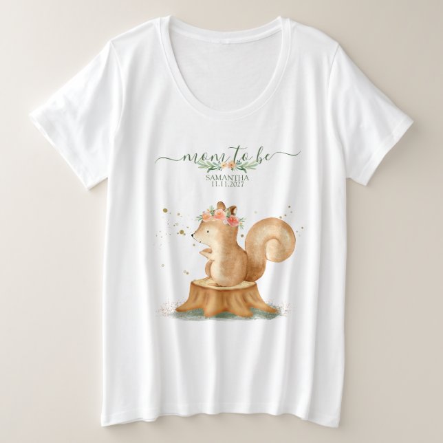 Eichhörnchen-Familie Wildtier Baby WERDENDE MUTTER Große Größe T-Shirt (Design vorne)